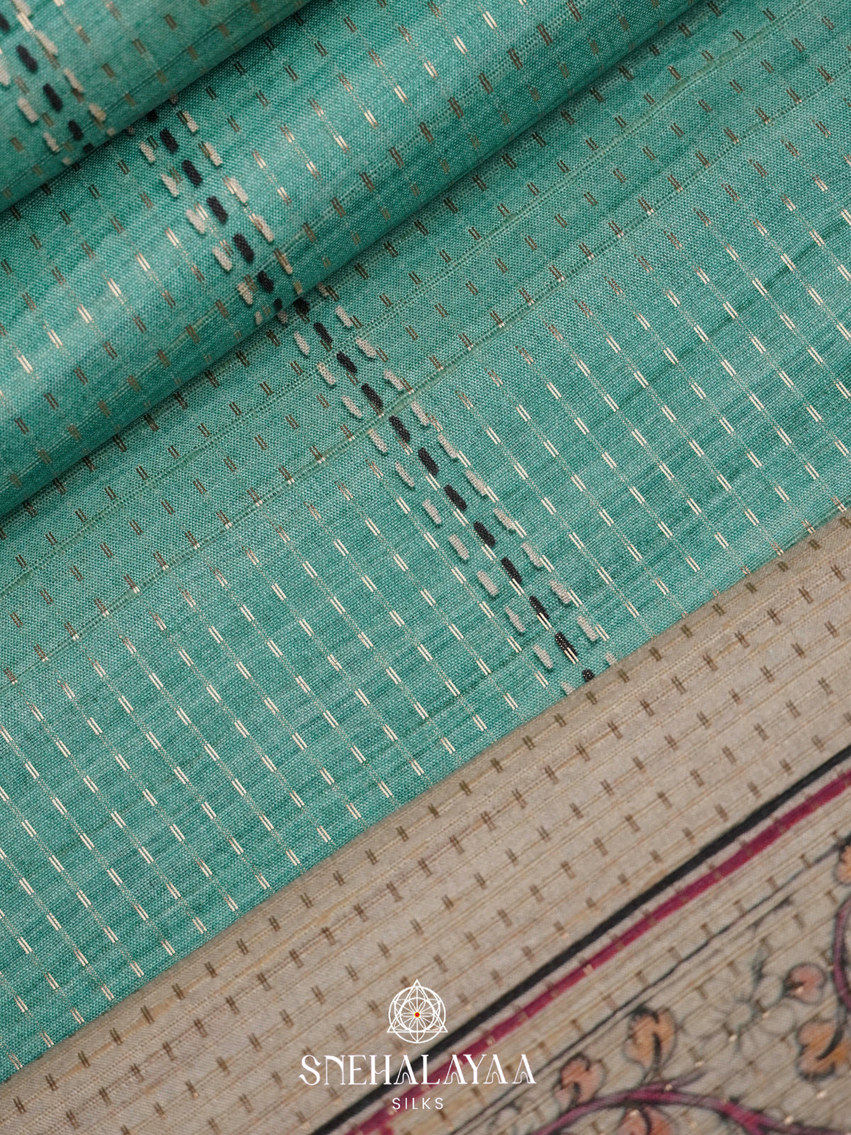 Teal Green Tussar Saree