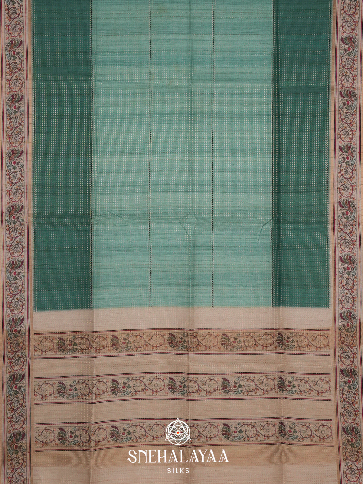 Teal Green Tussar Saree
