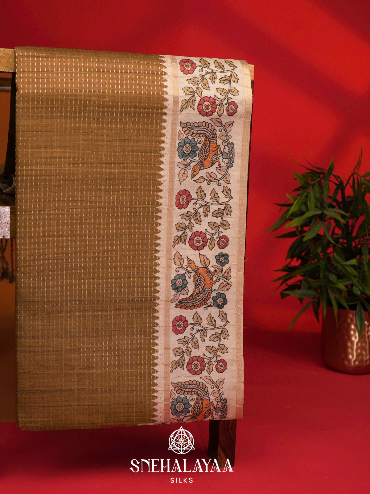 Mustard Tussar Saree