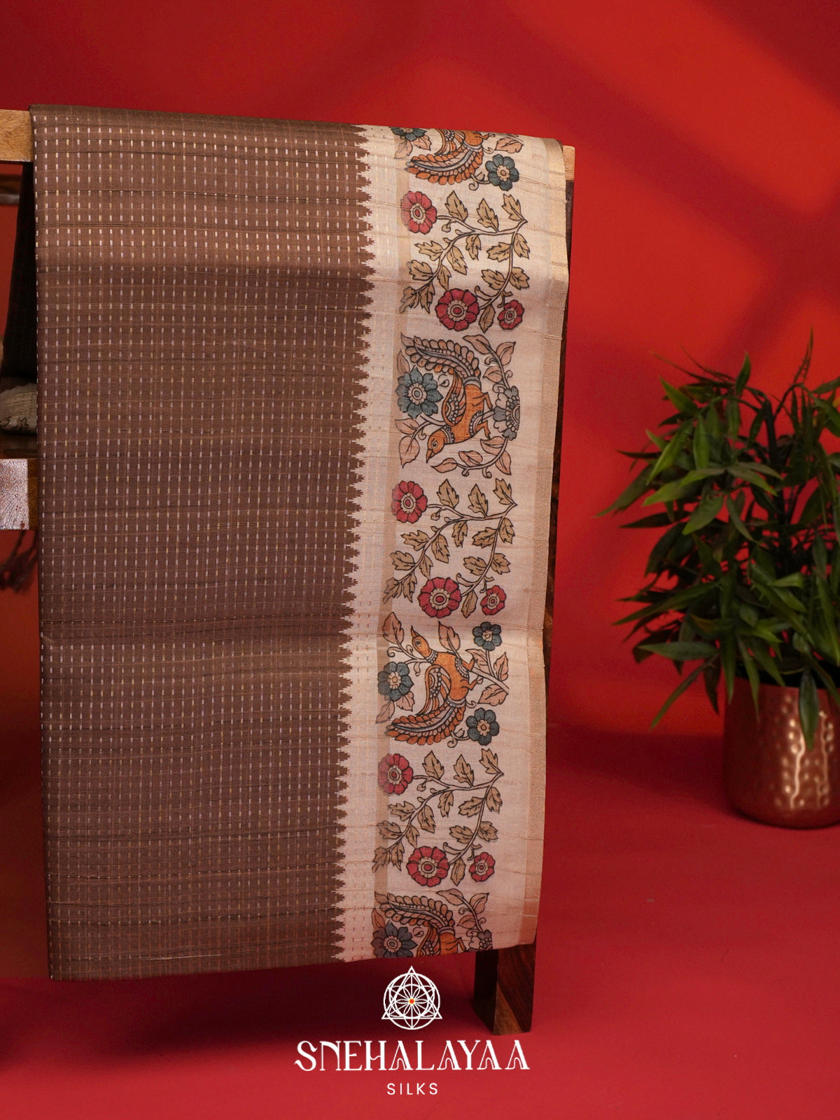 Brown Tussar Saree