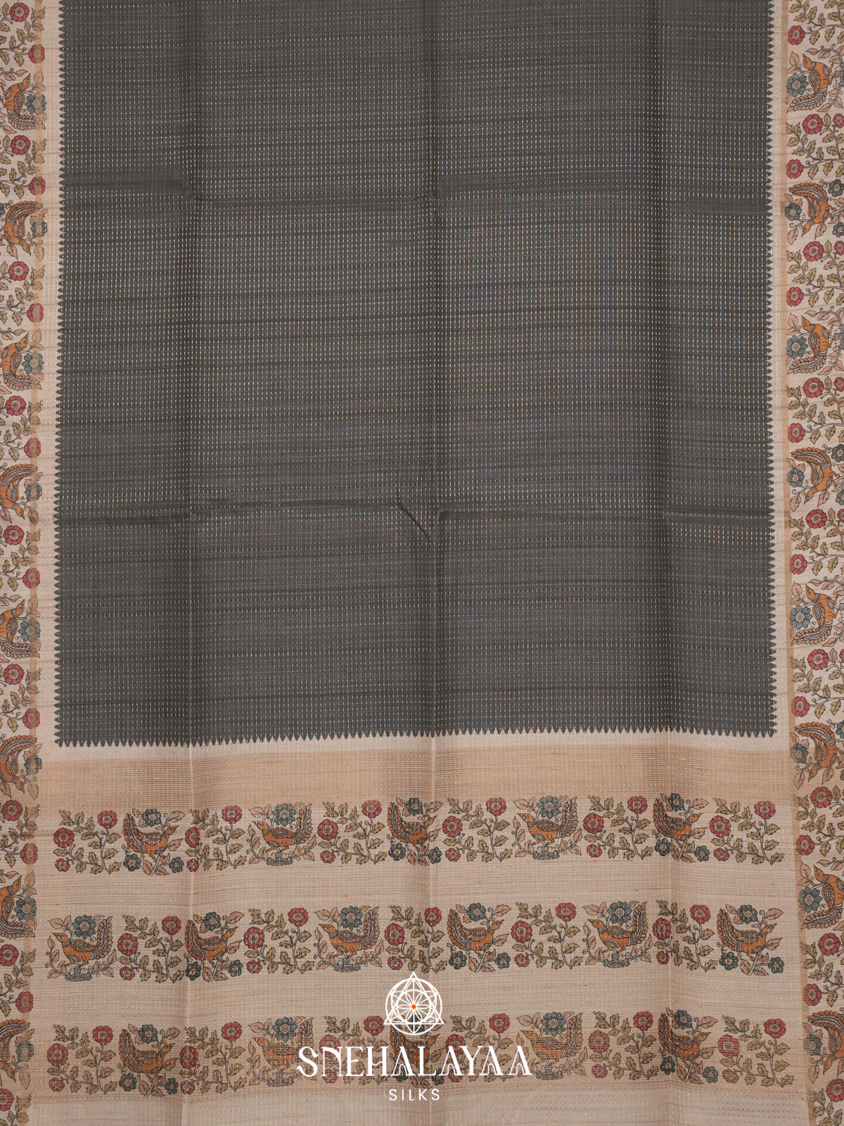 Charcol Black Tussar Saree