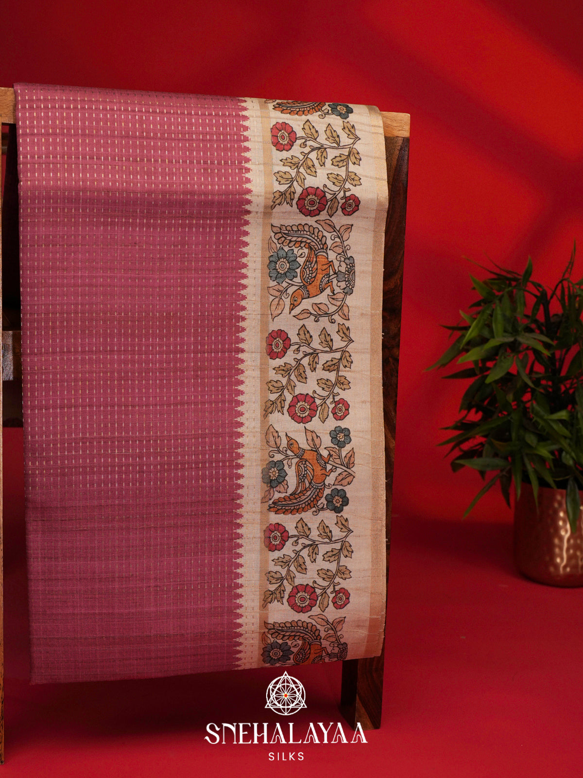 Pink Tussar Saree