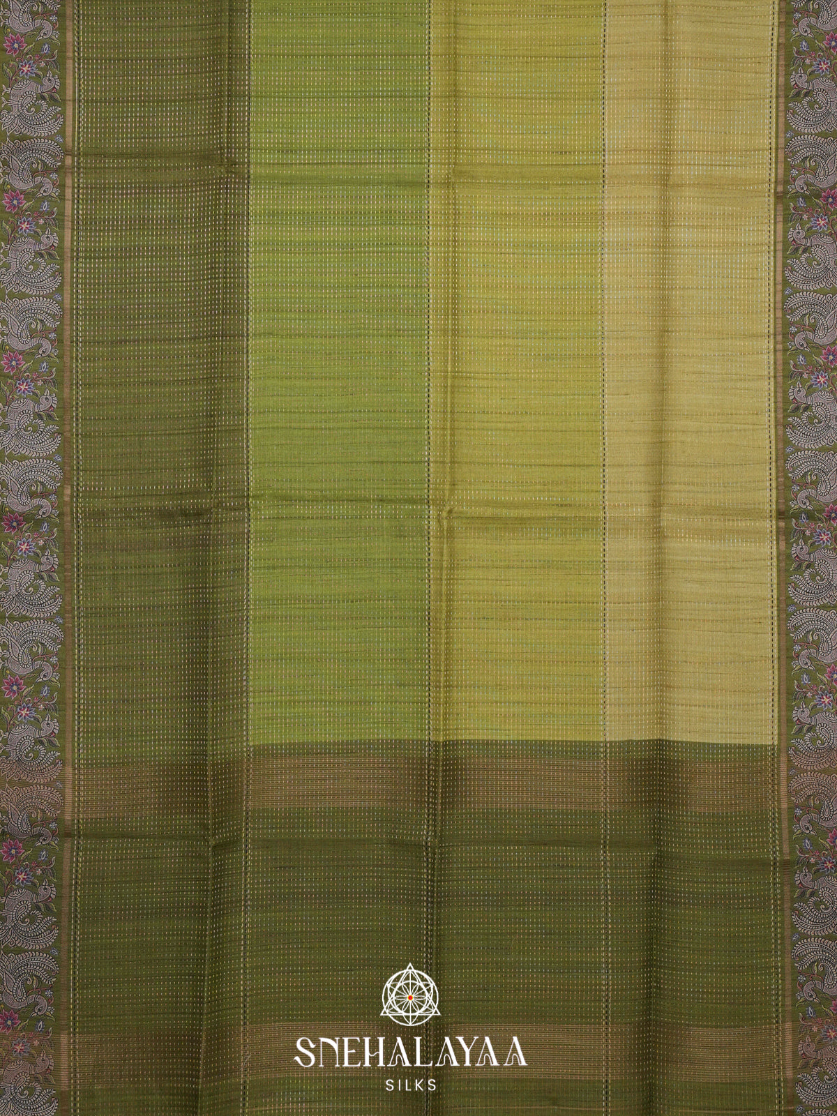 Moss Green Tussar Saree
