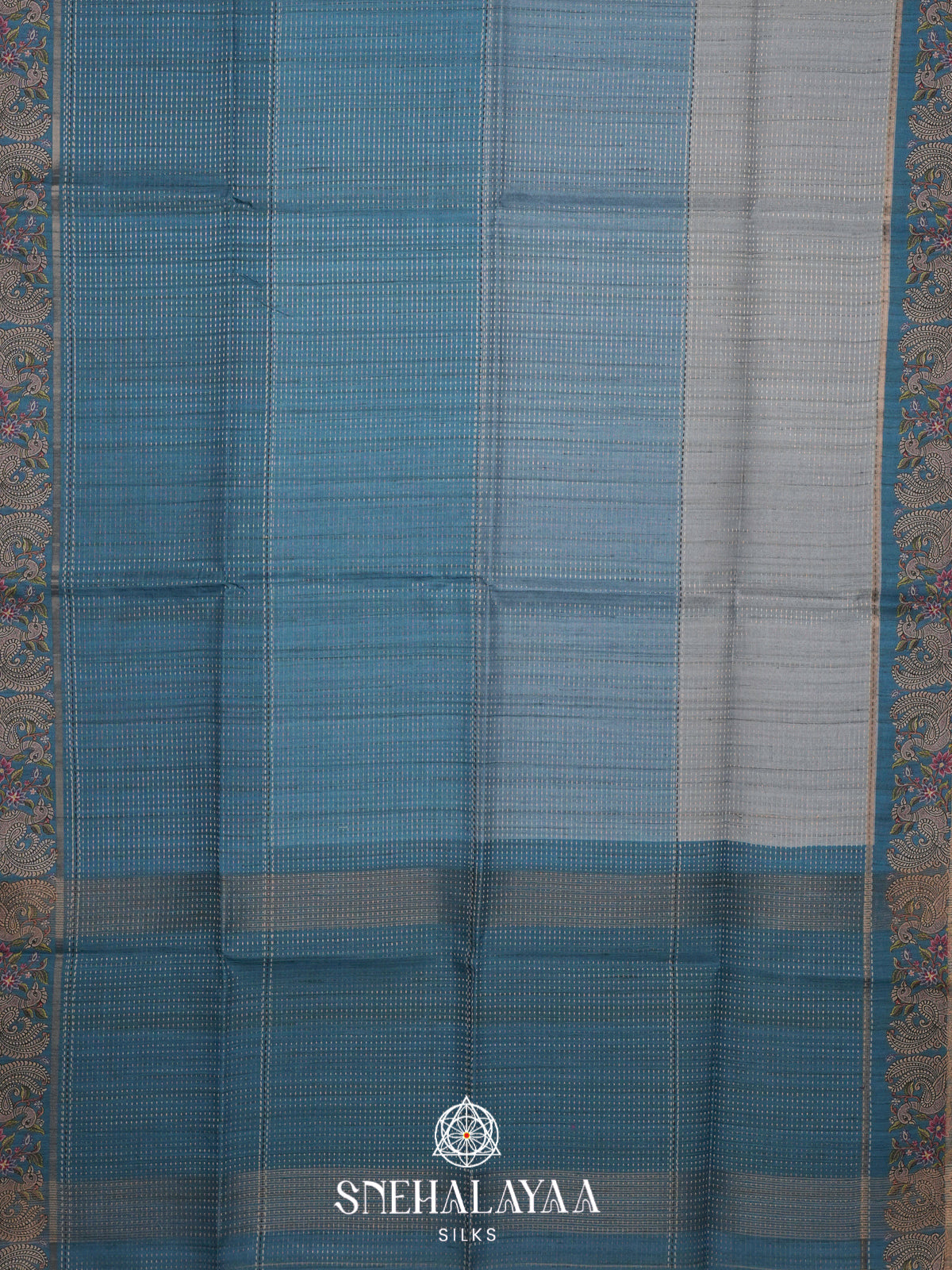 Blue Tussar Saree