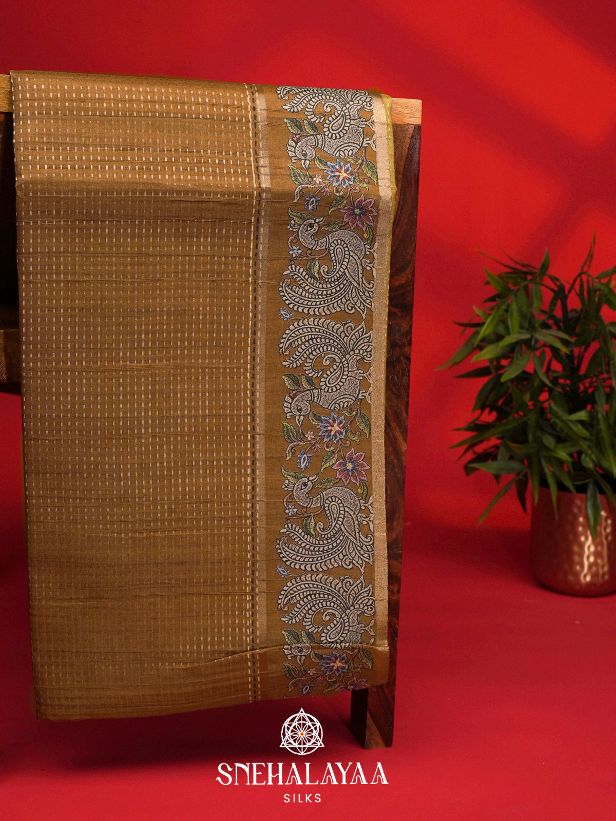 Mustard Tussar Saree