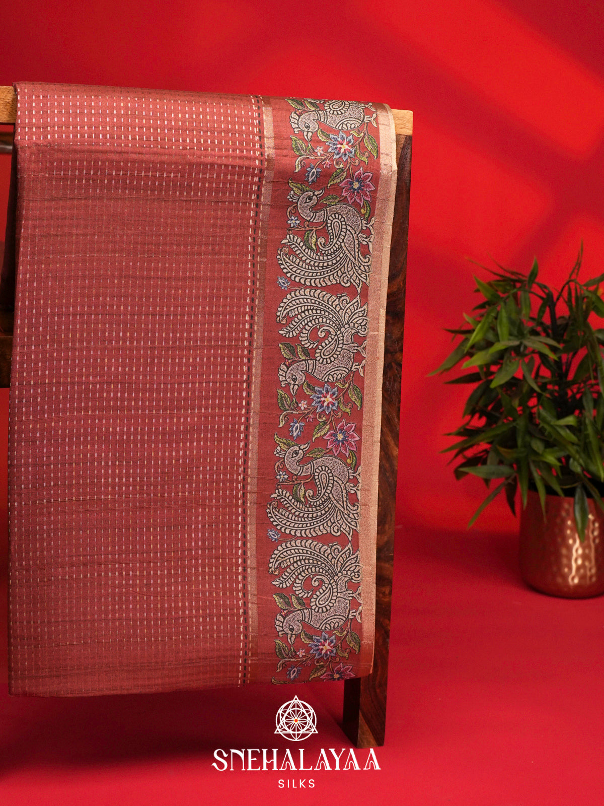Coral Tussar Saree