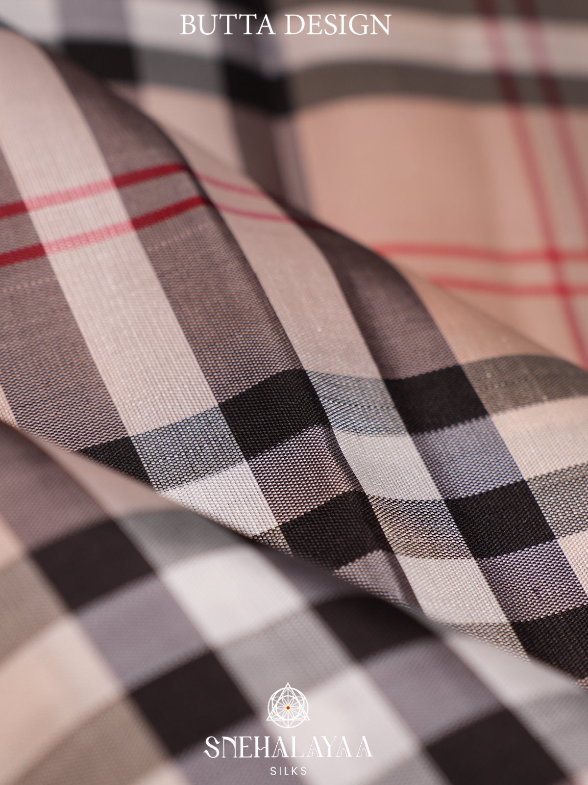 Cream Checked Kanjivaram Silk Saree