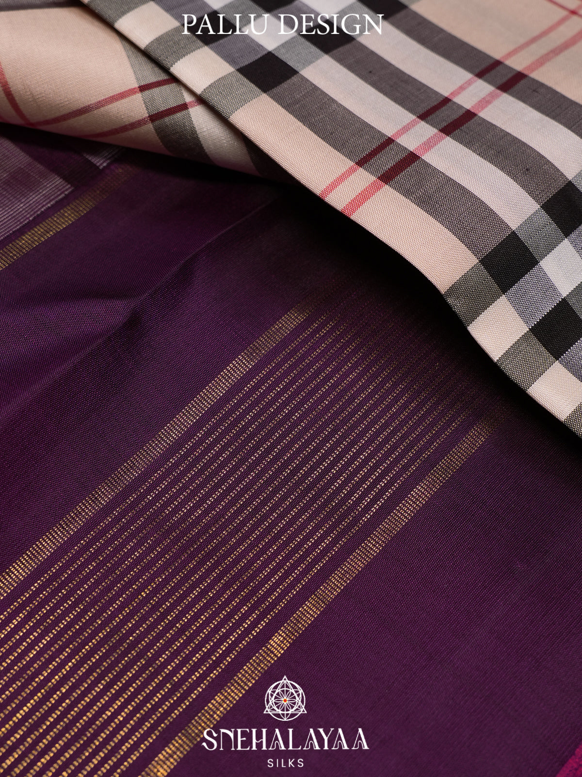 Cream Checked Kanjivaram Silk Saree