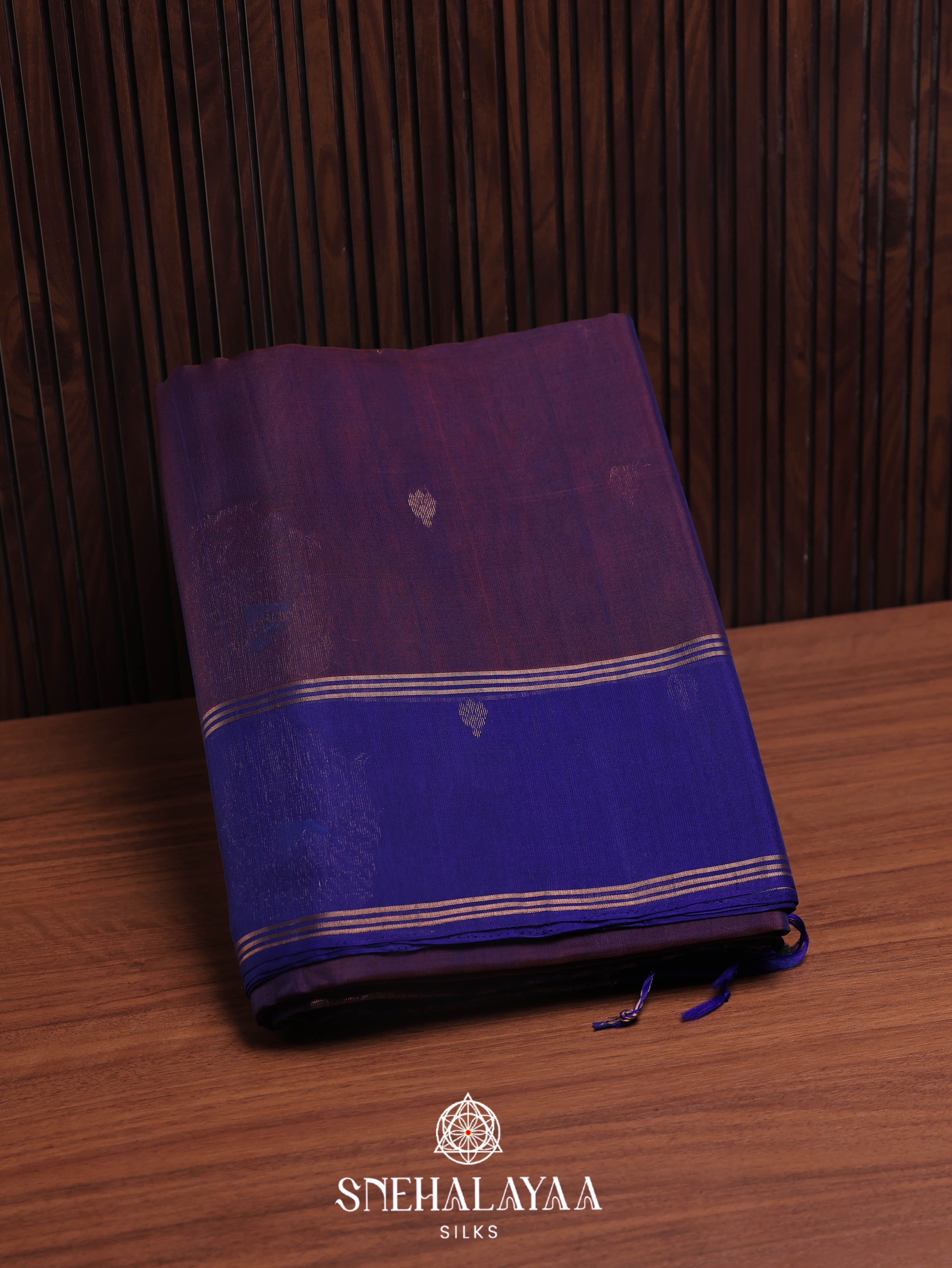 Plum Purple  Maheshwari Silk Cotton Saree