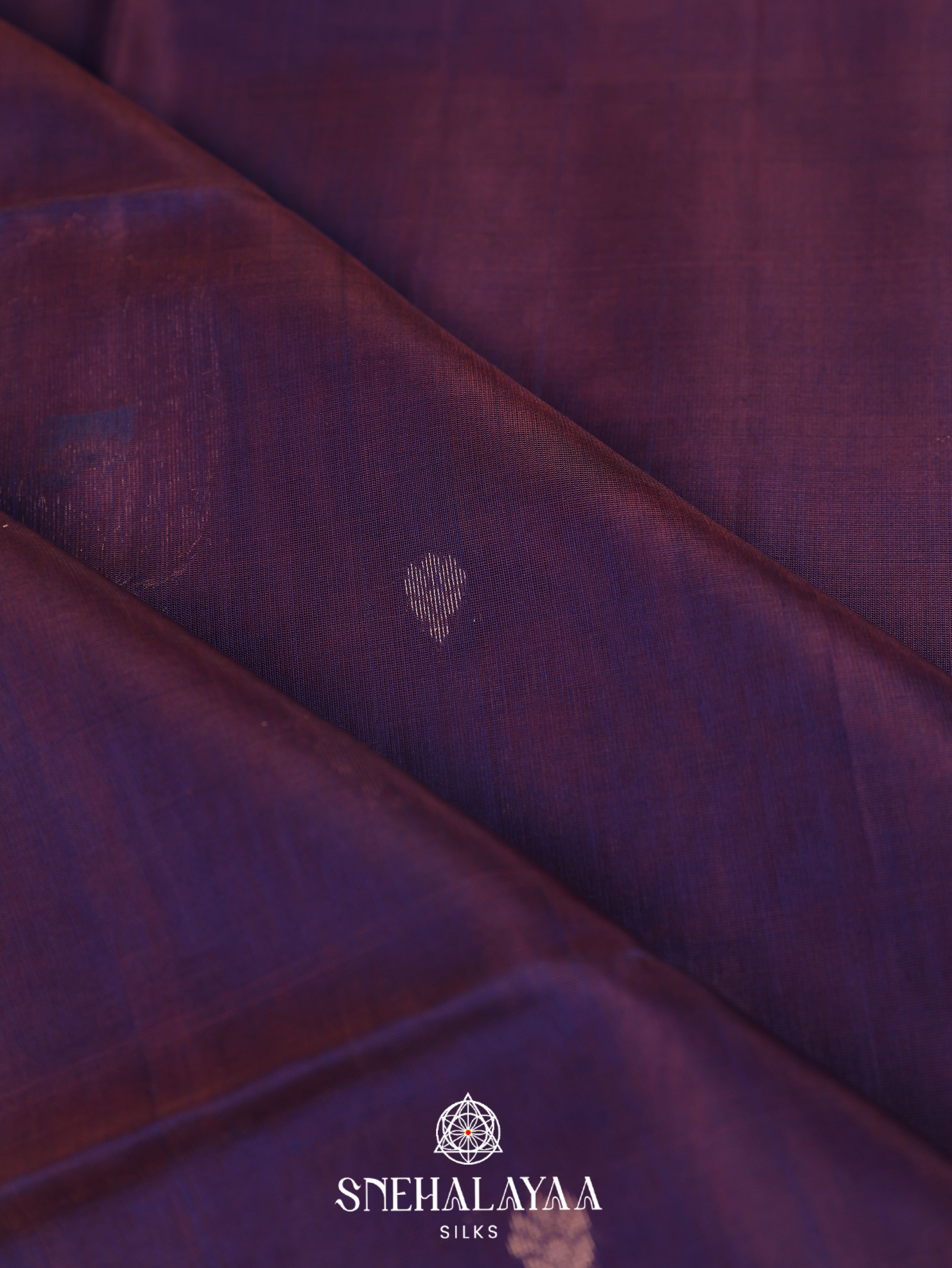 Plum Purple  Maheshwari Silk Cotton Saree