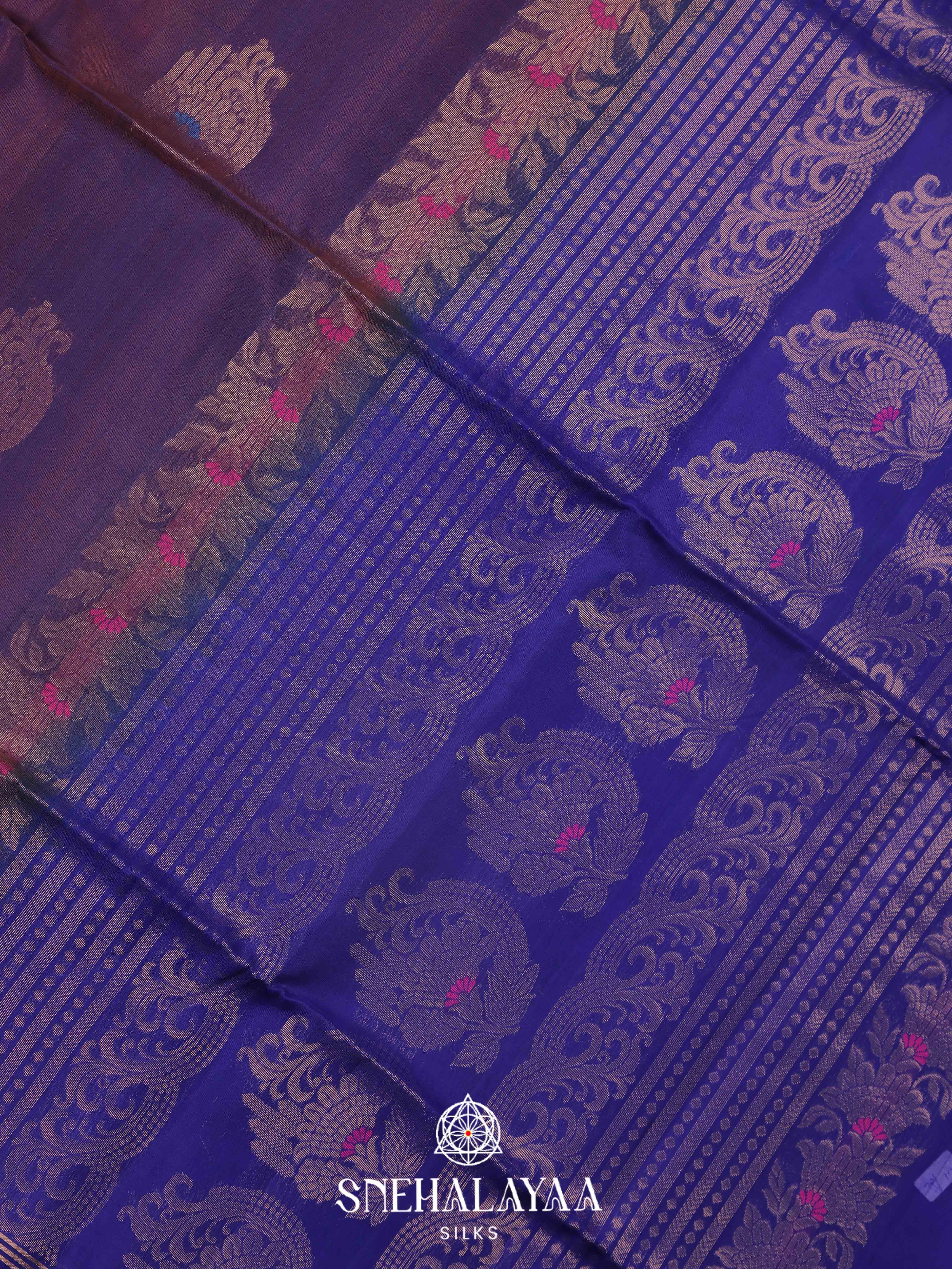 Plum Purple  Maheshwari Silk Cotton Saree