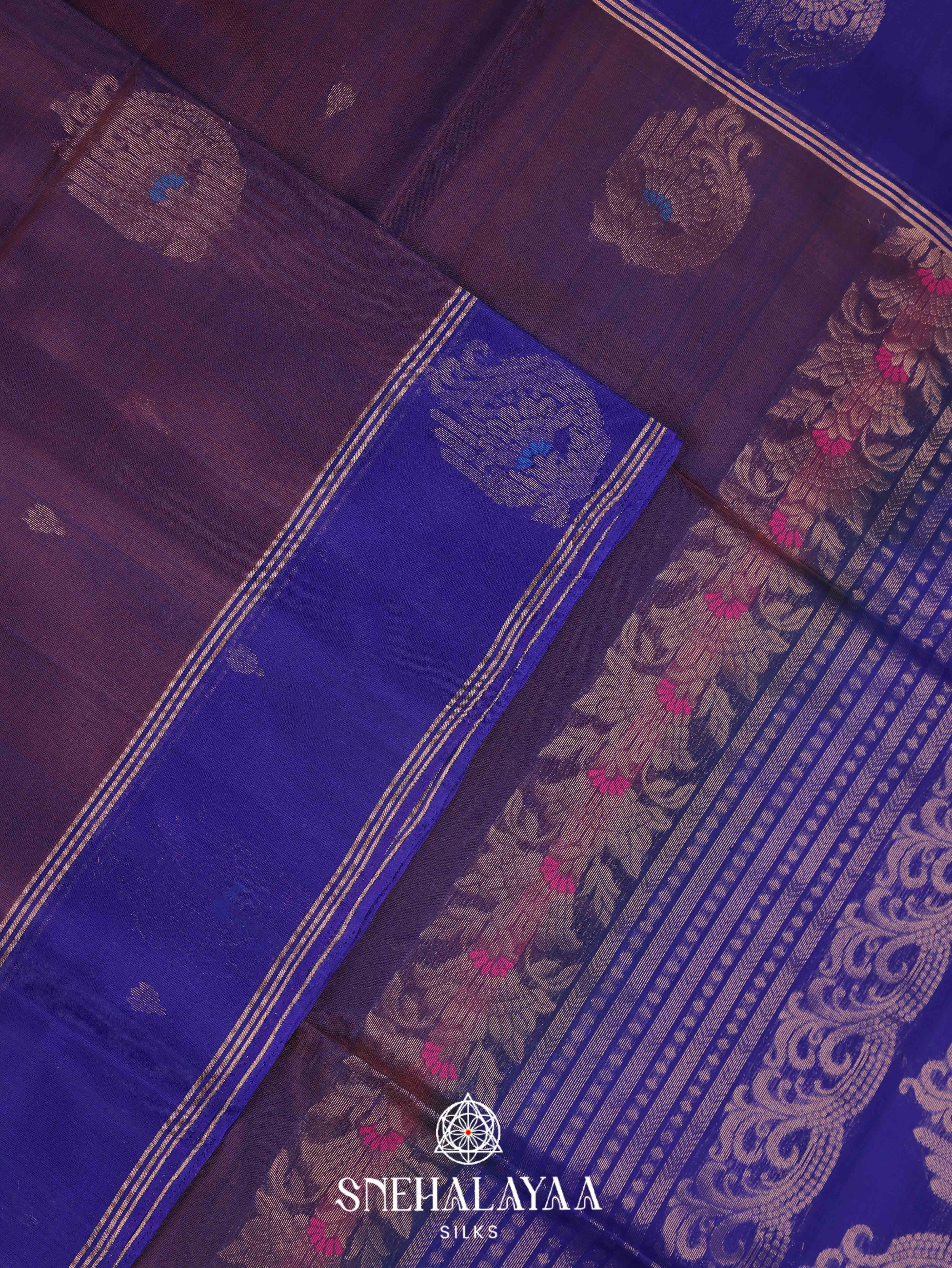 Plum Purple  Maheshwari Silk Cotton Saree