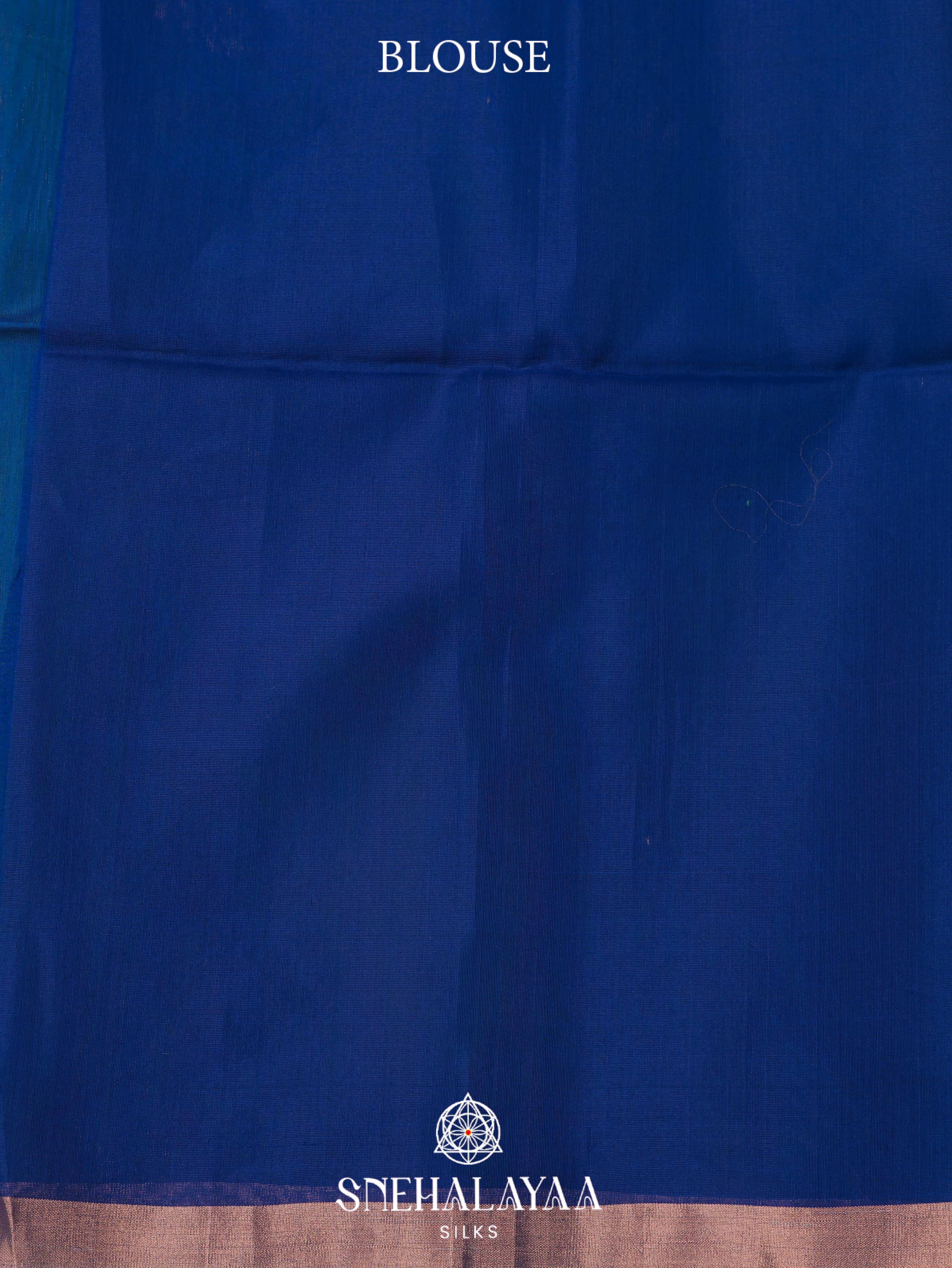 Teal Blue Maheshwari Silk Cotton Saree