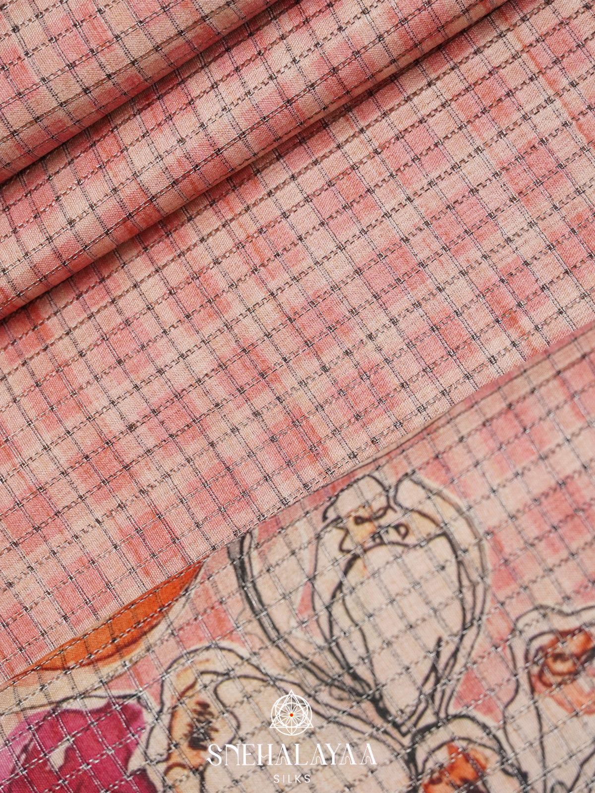 Pale Pink Tussar Saree