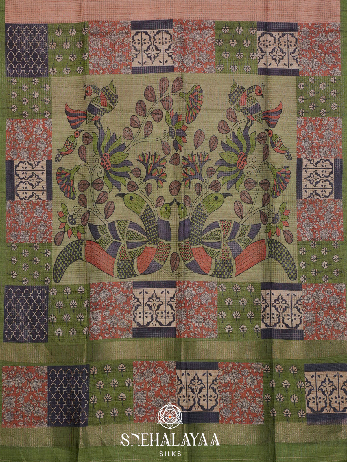 Green Tussar Saree