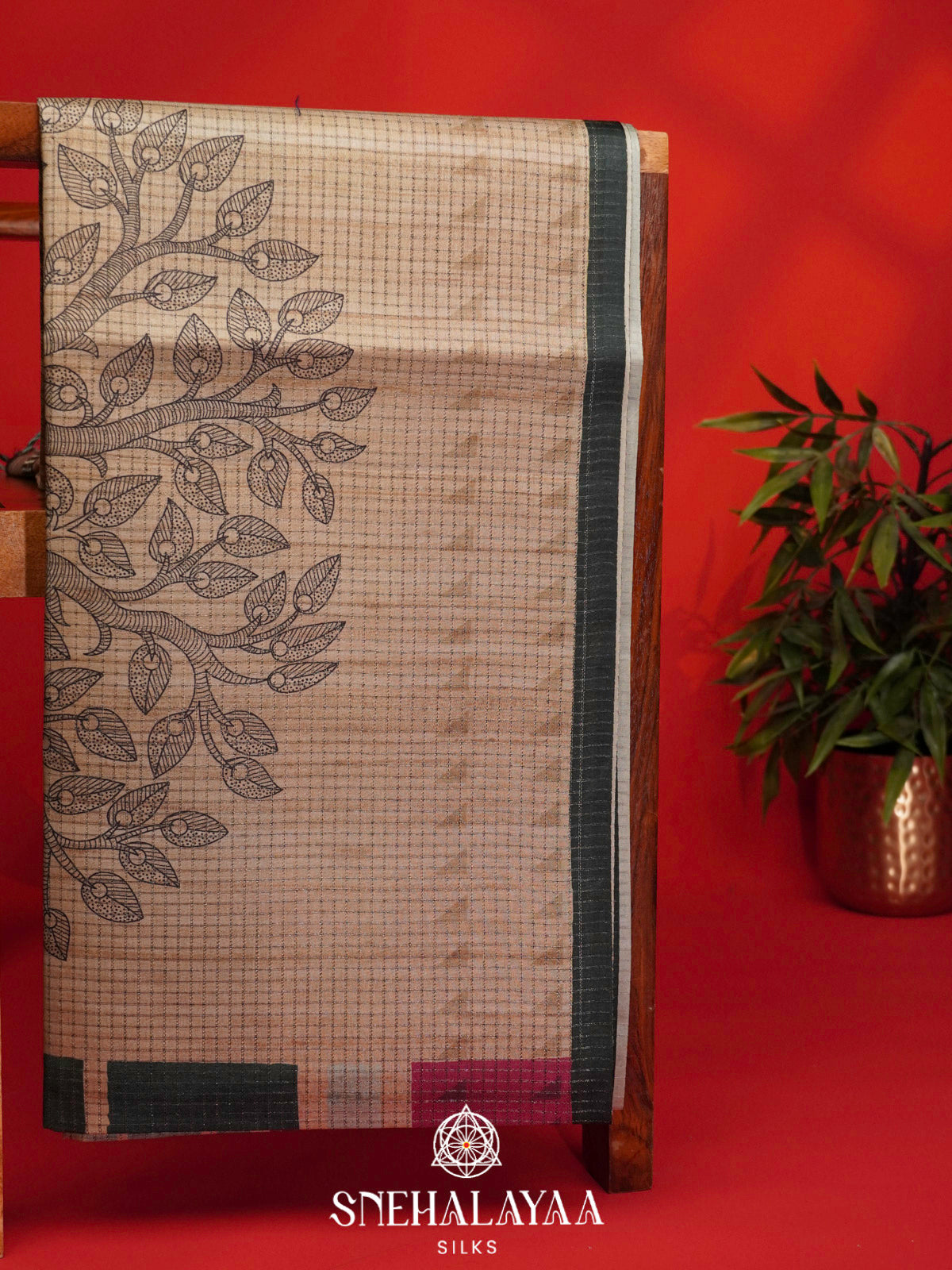 Beige Tussar Saree