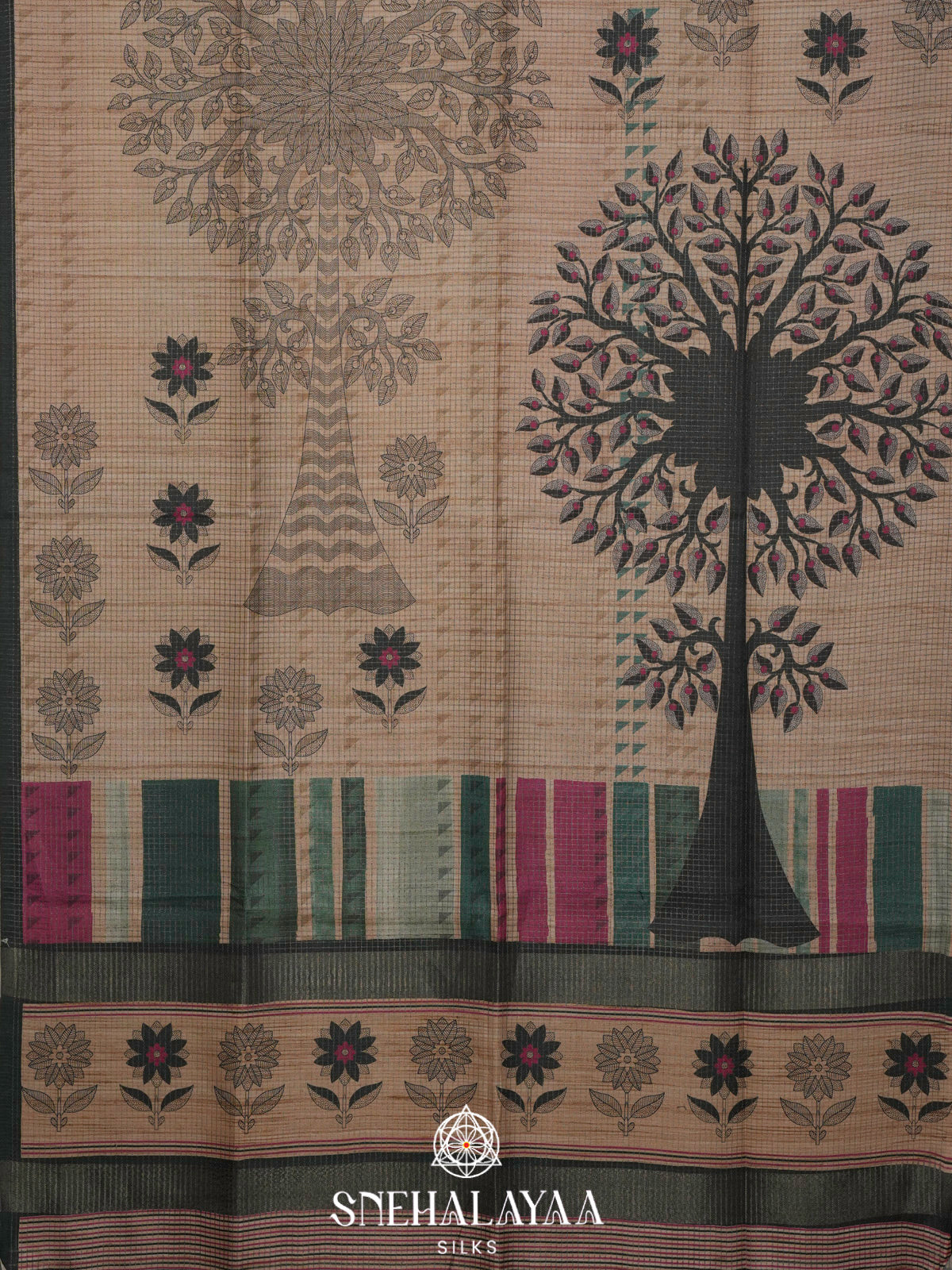Beige Tussar Saree