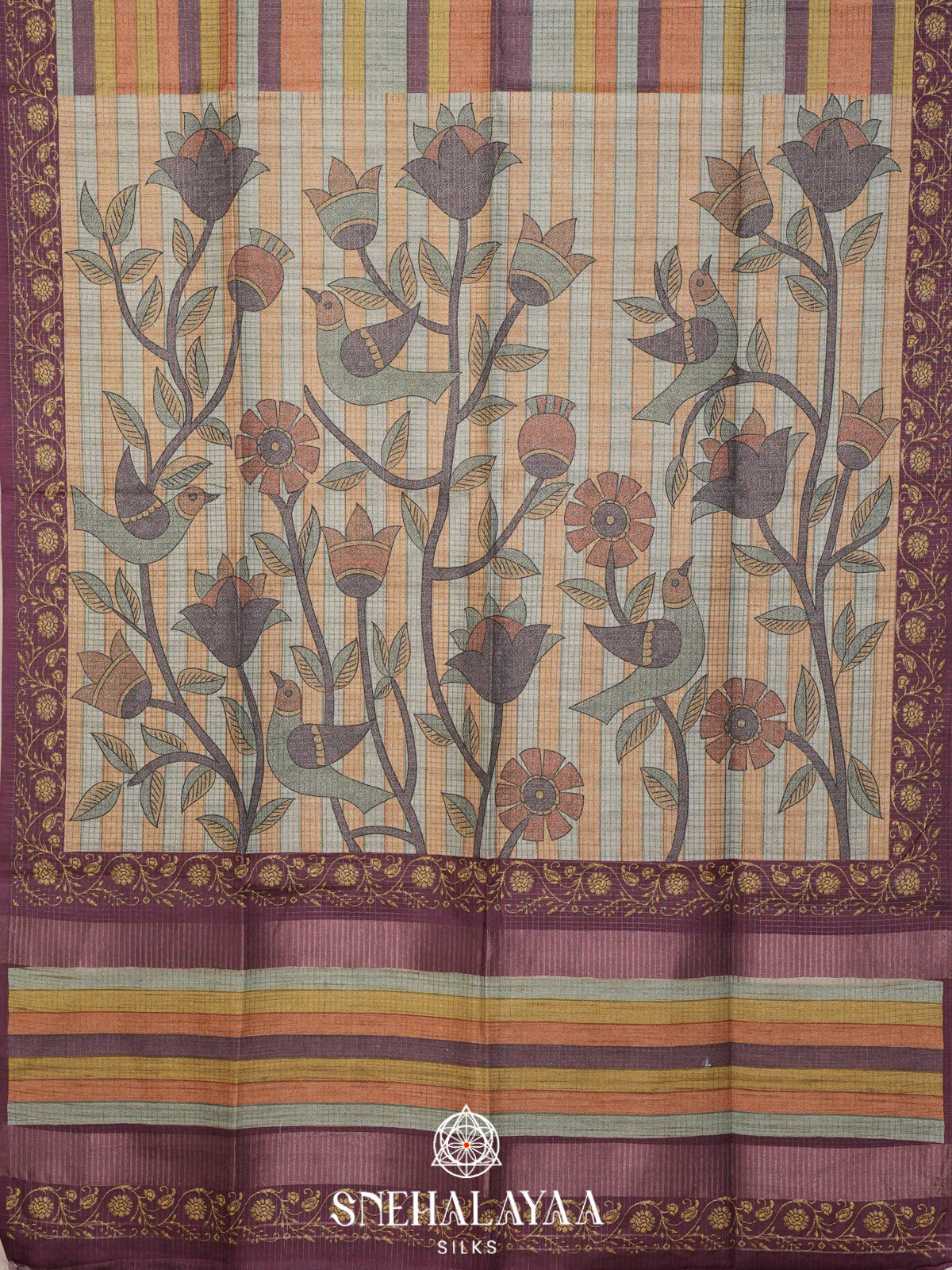 Multicolour Tussar Saree