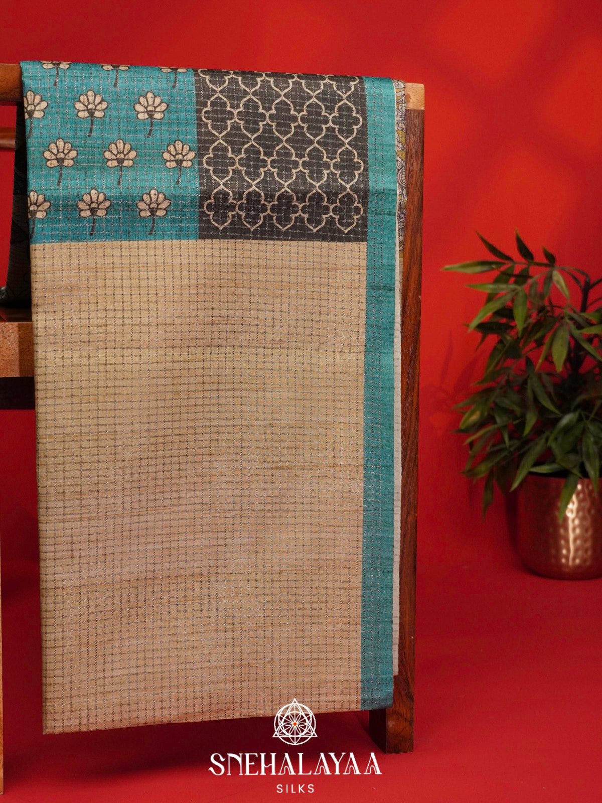 Mustard Yellow Tussar Saree