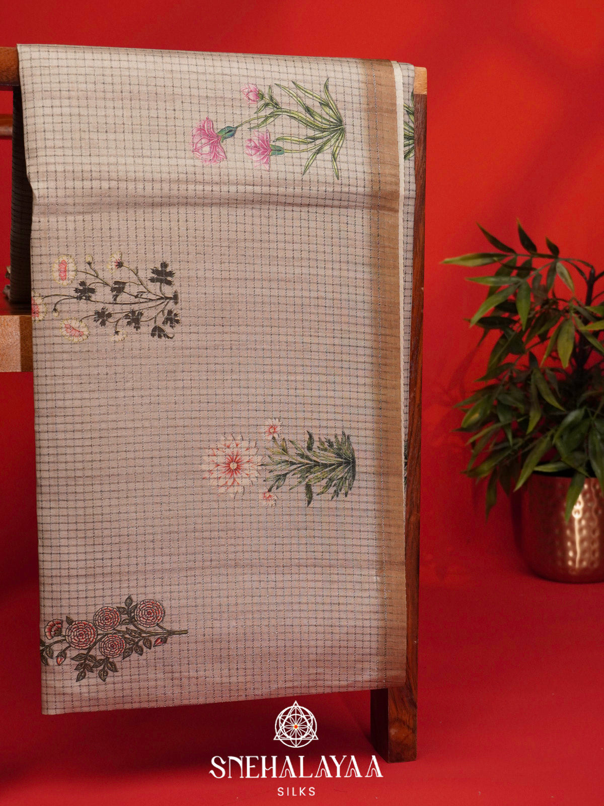 Beige Tussar Saree