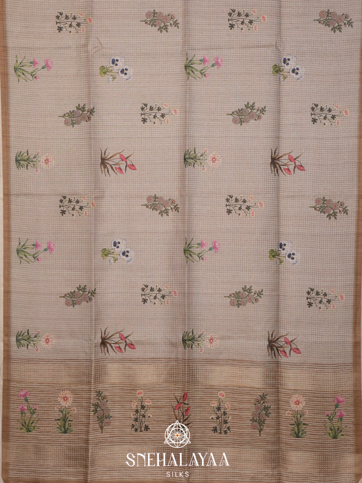 Beige Tussar Saree