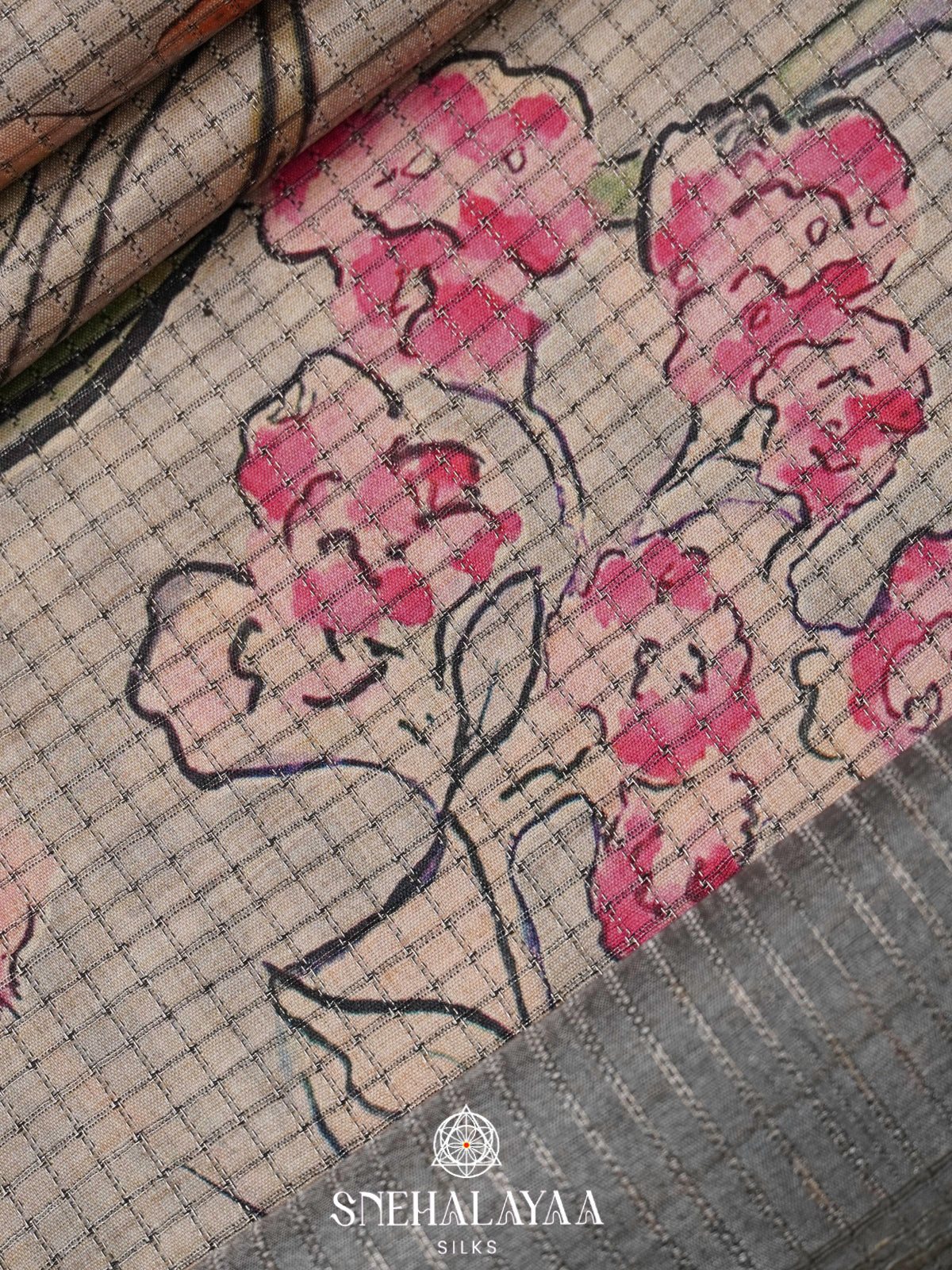 Beige Tussar Saree