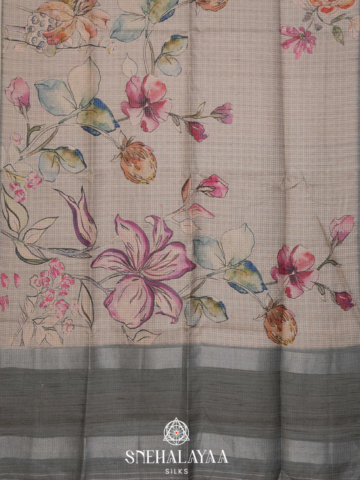 Beige Tussar Saree