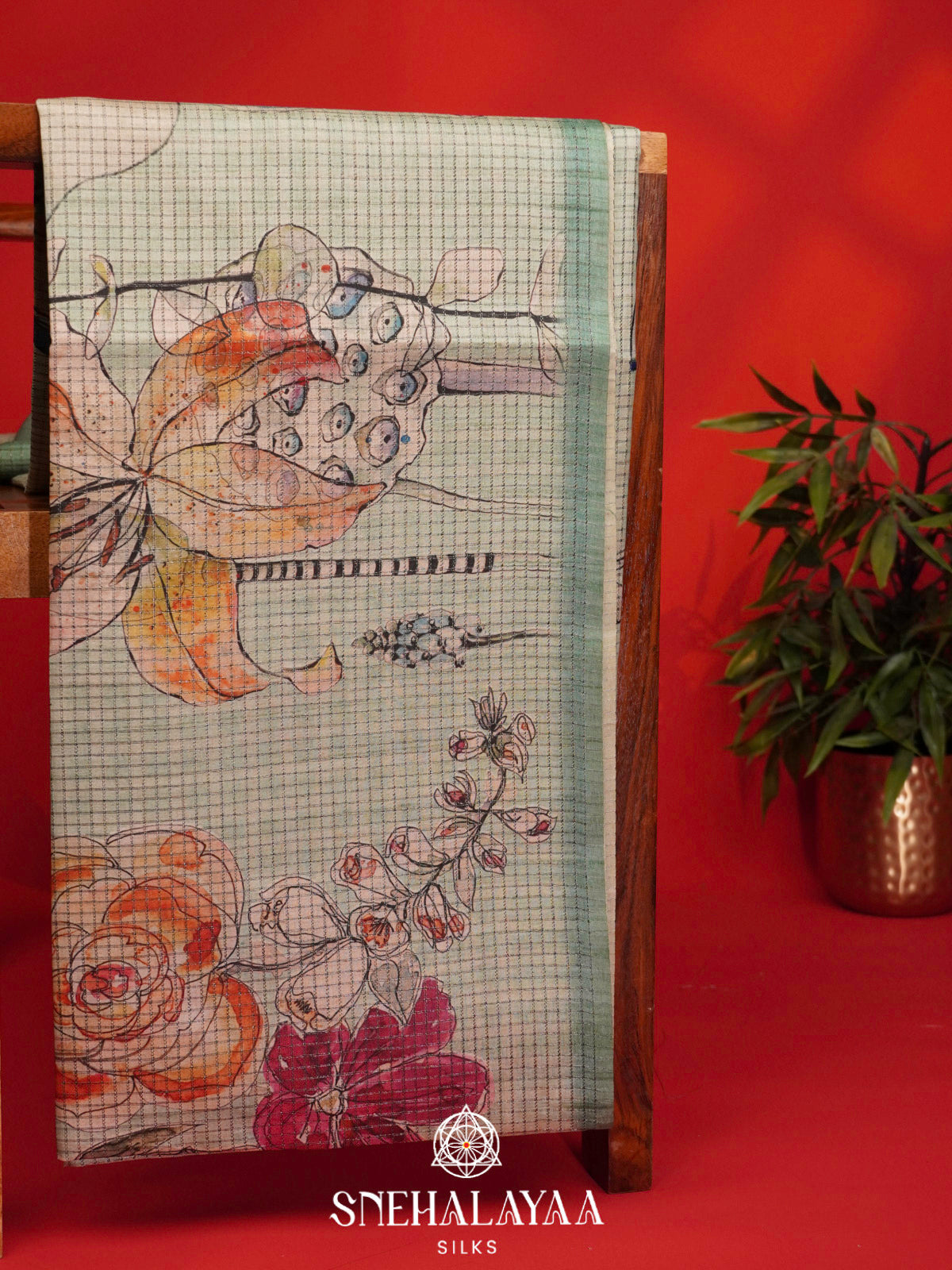 Pale Green Tussar Saree