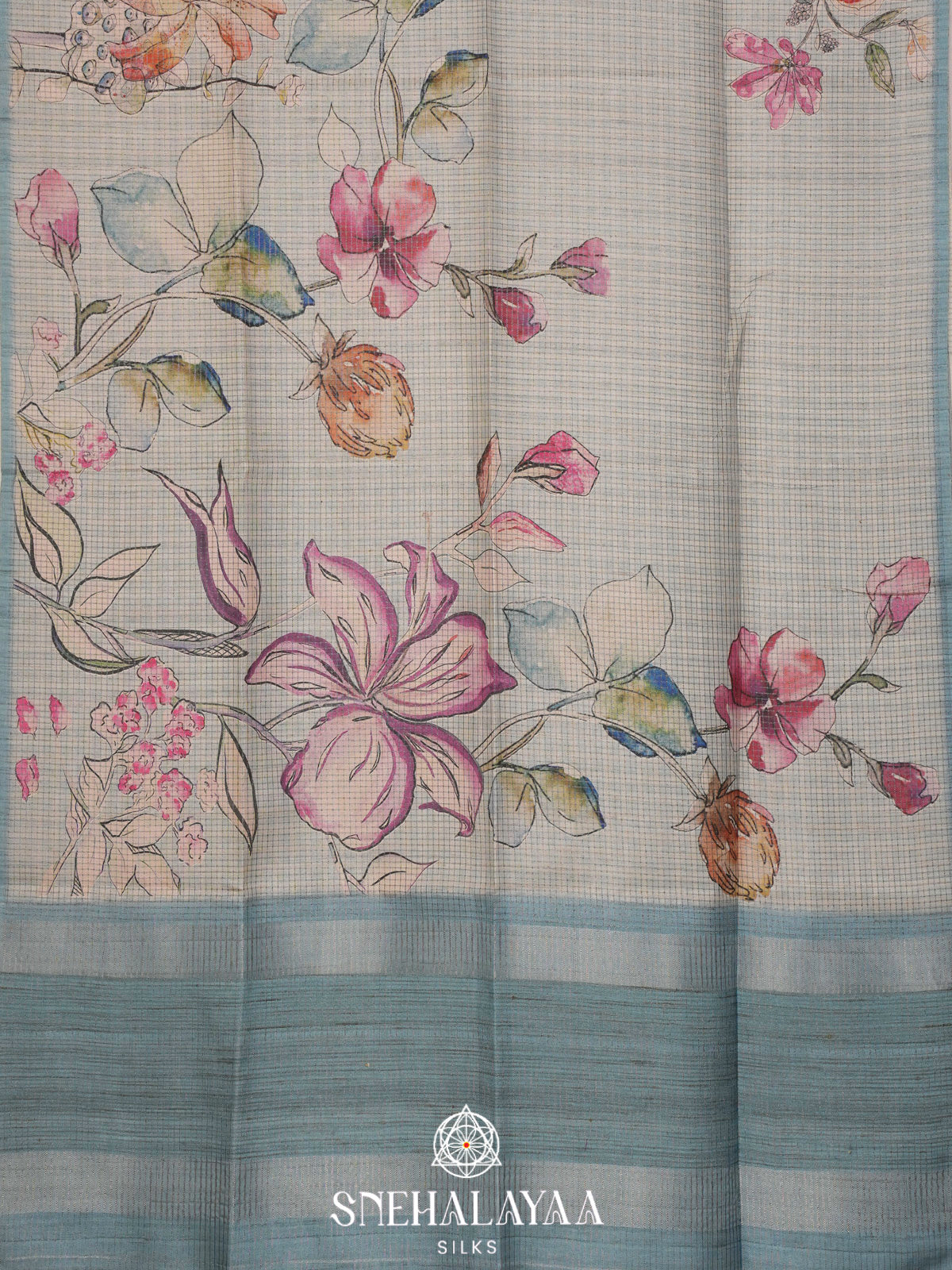 Pale Blue Tussar Saree