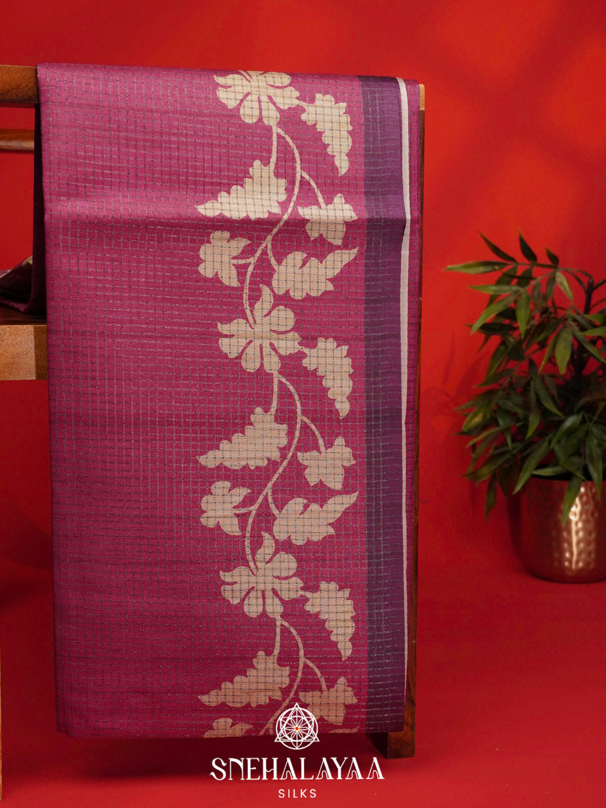 Magenta Tussar Saree