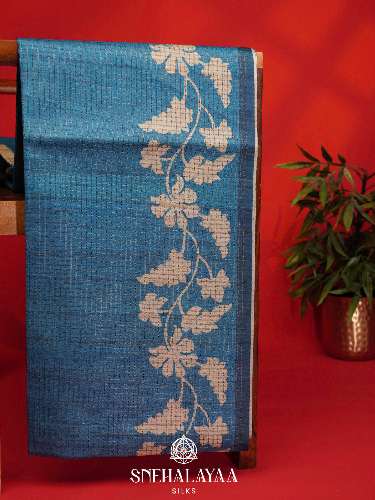 Ink Blue Tussar Saree