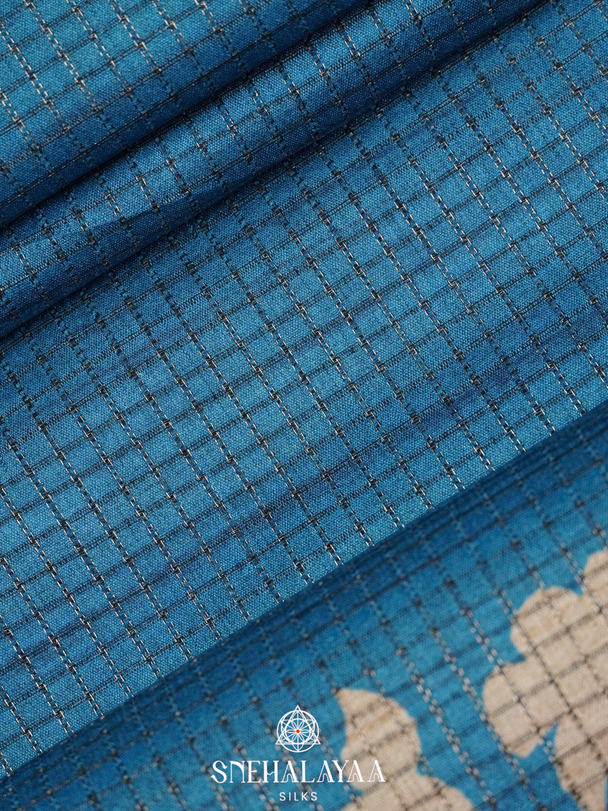 Ink Blue Tussar Saree