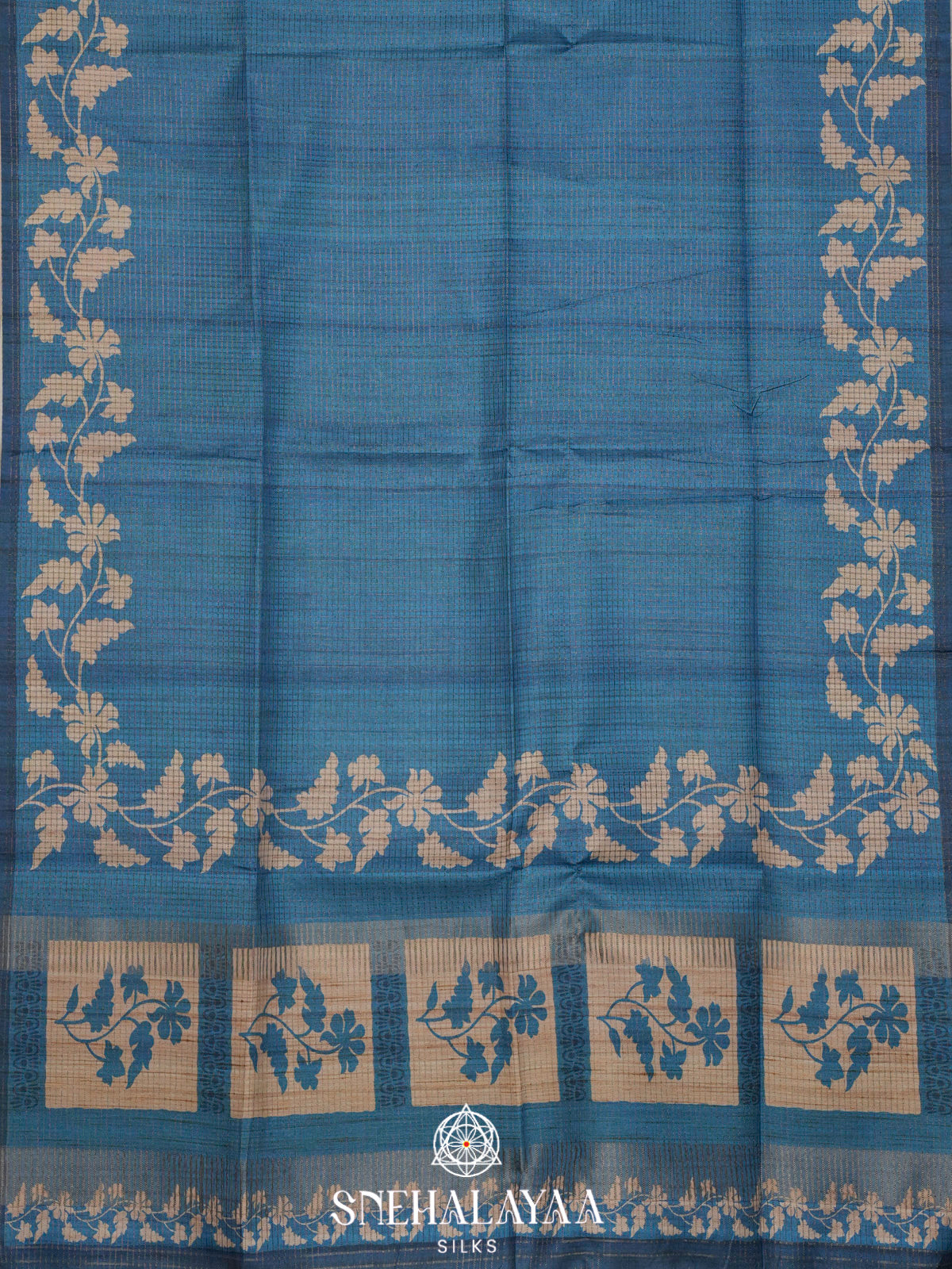 Ink Blue Tussar Saree