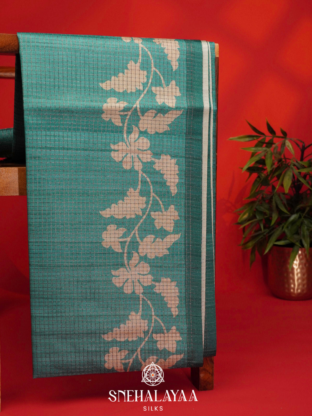 Teal Green Tussar Saree