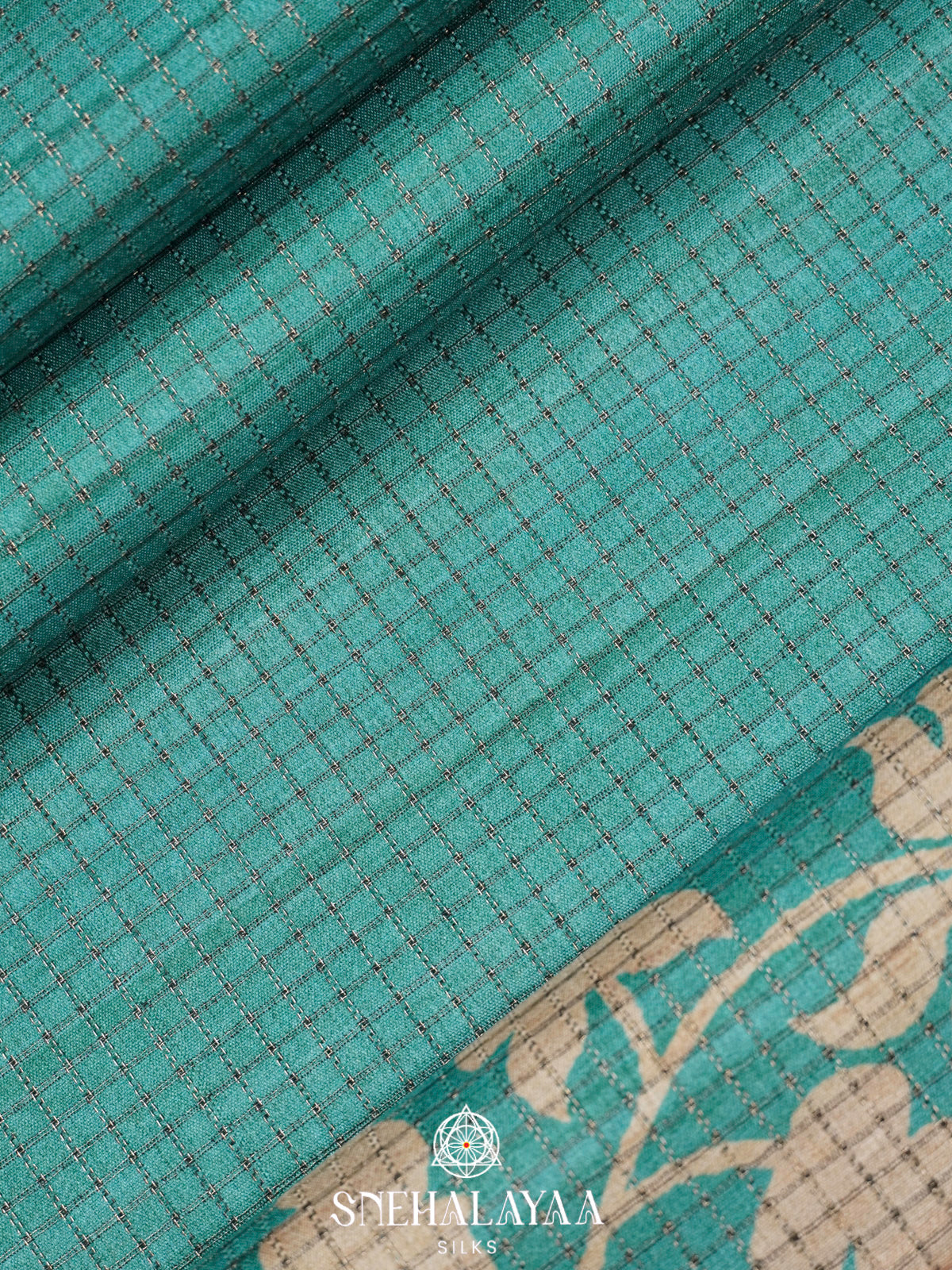 Teal Green Tussar Saree