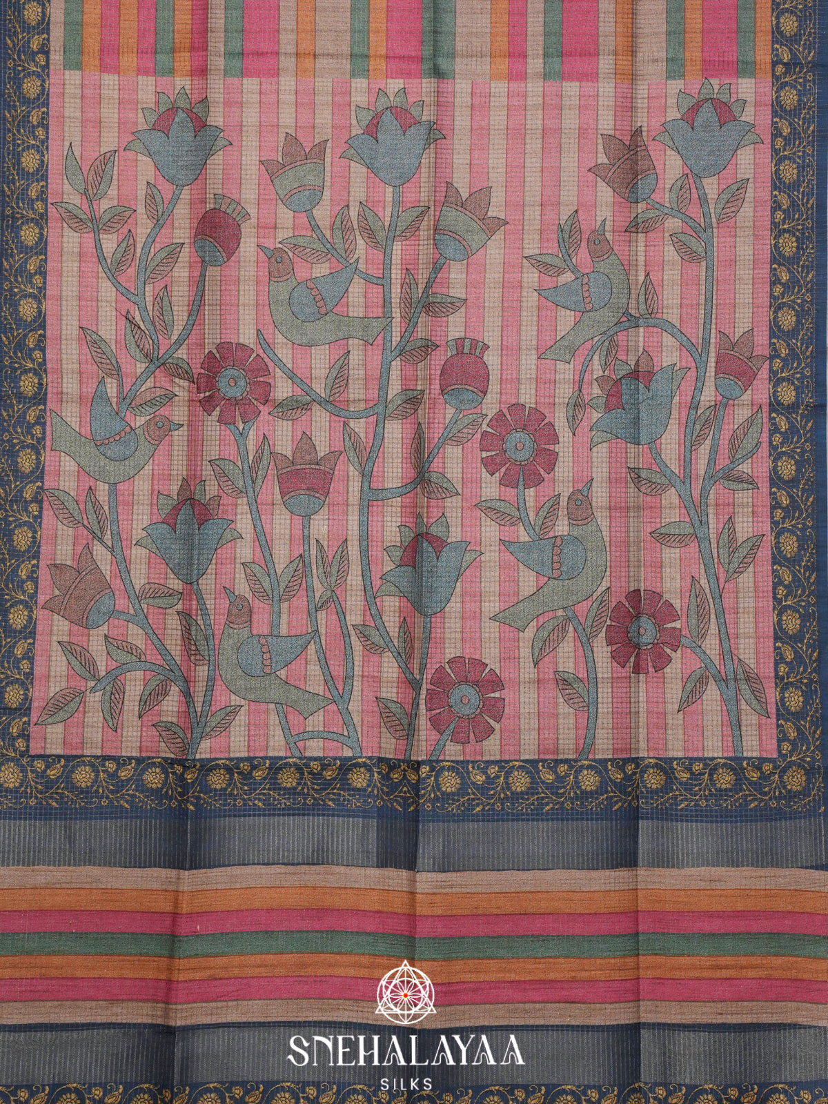 Multicolour Tussar Saree