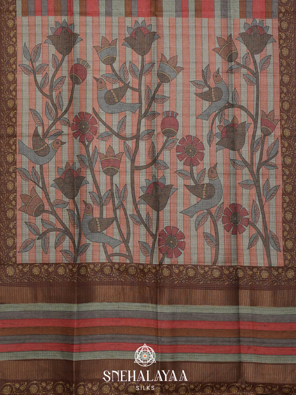 Multicolour Tussar Saree
