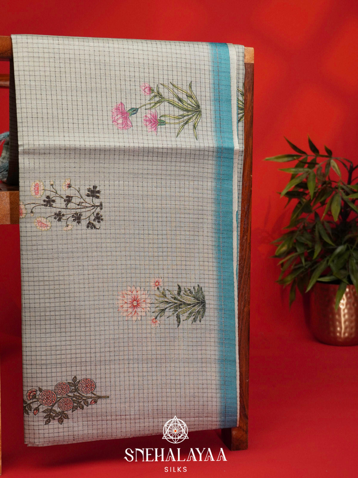 Pale Blue Tussar Saree