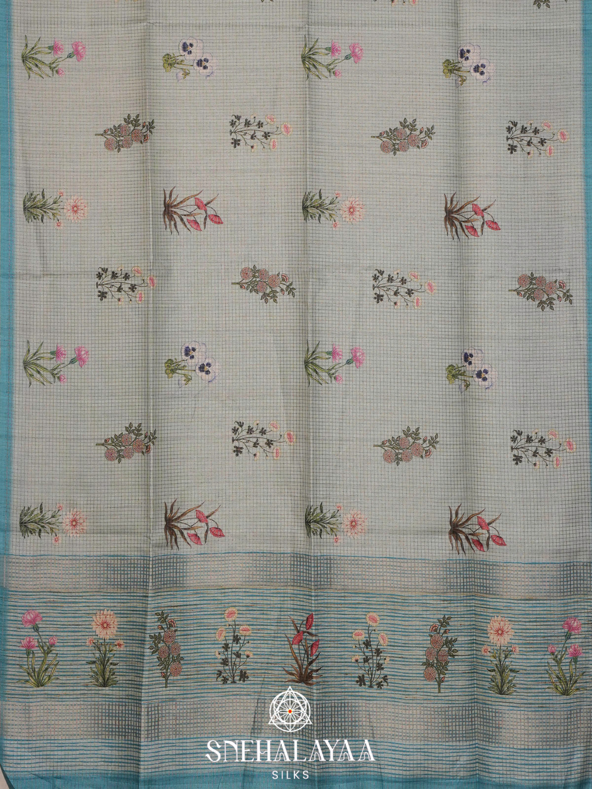 Pale Blue Tussar Saree