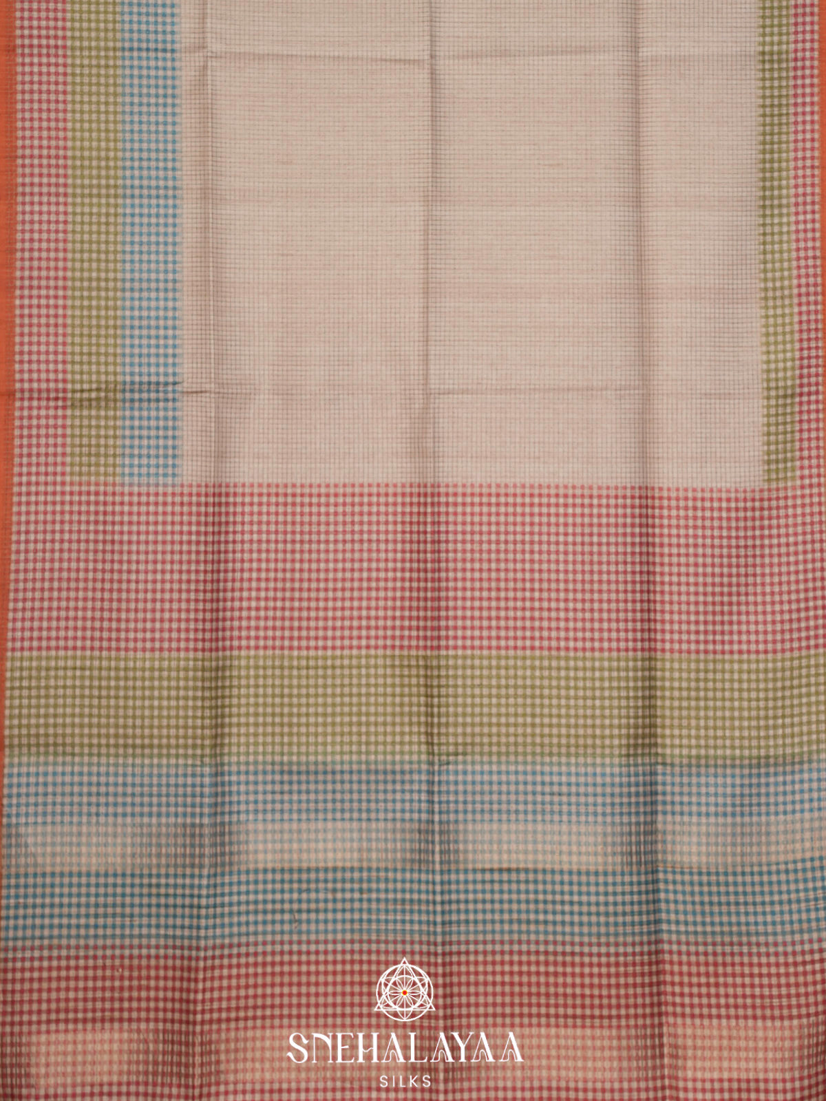 Beige with Multicolour Border Tussar Saree
