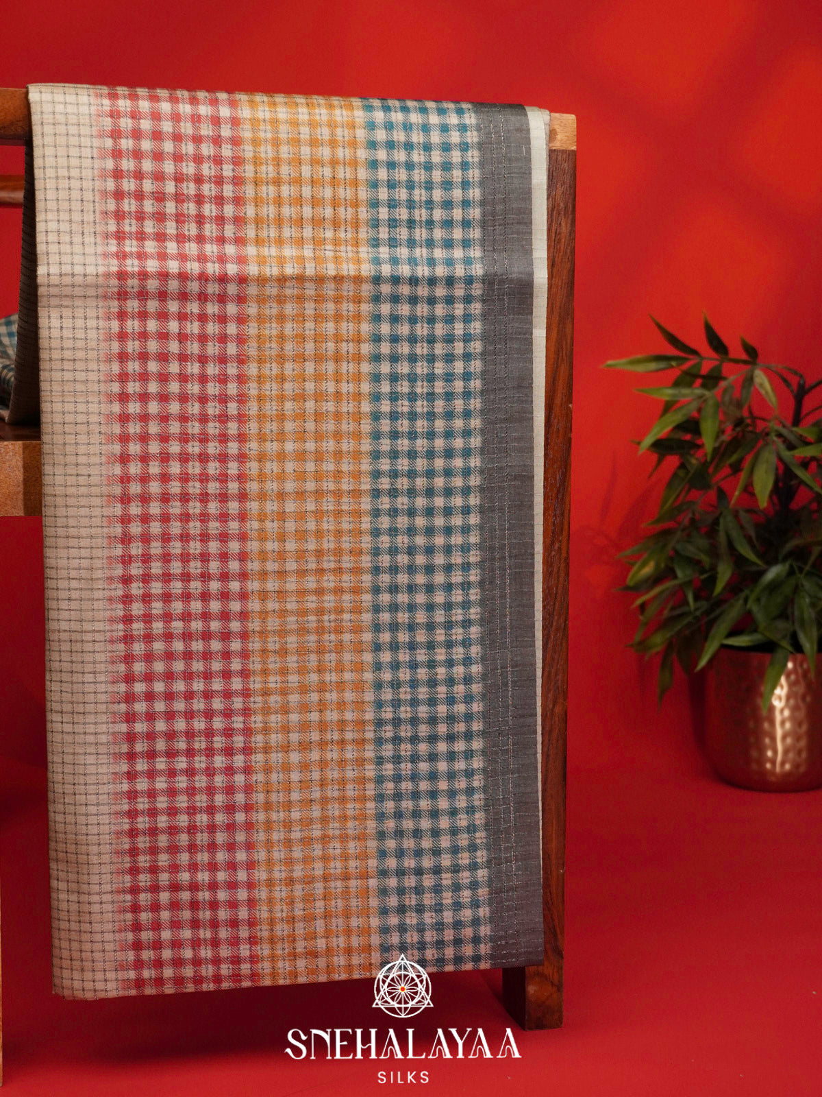Beige with Multicolour Border Tussar Saree