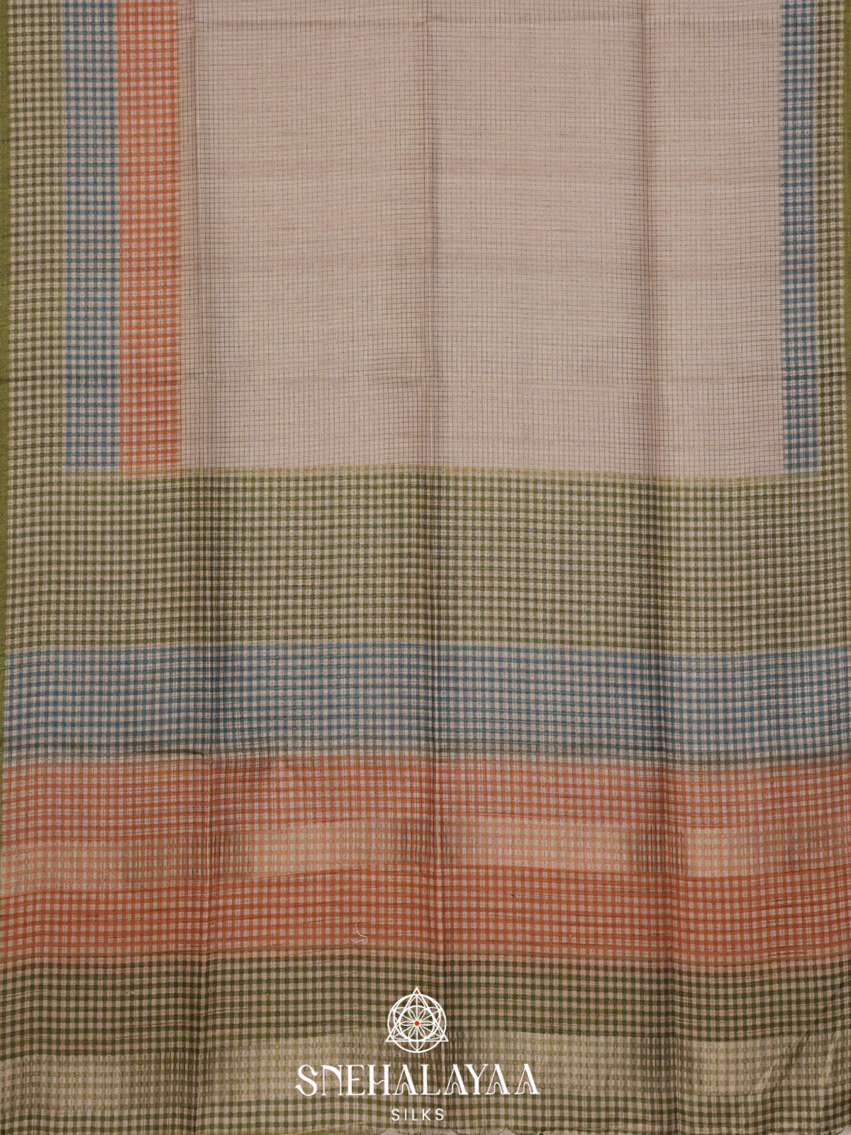 Beige with Multicolour Border Tussar Saree