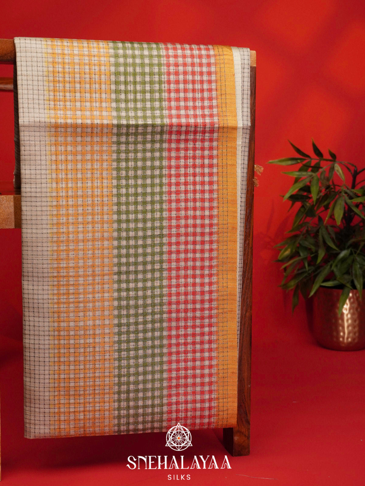 Cream with Multicolour Border Tussar Saree