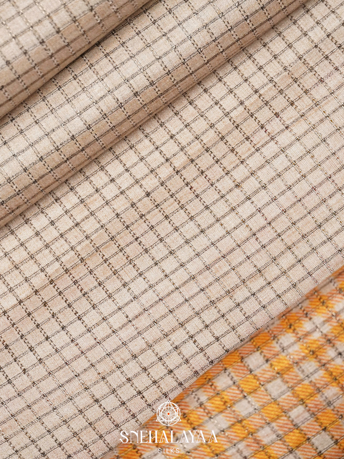 Cream with Multicolour Border Tussar Saree