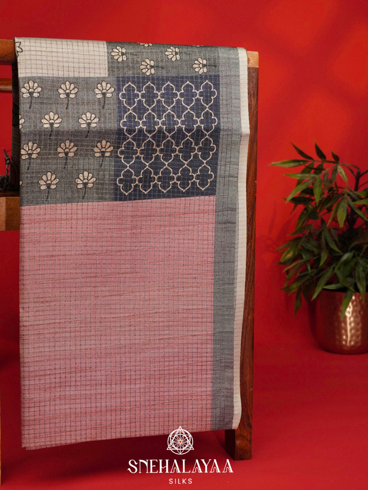 Pale Pink Tussar Saree