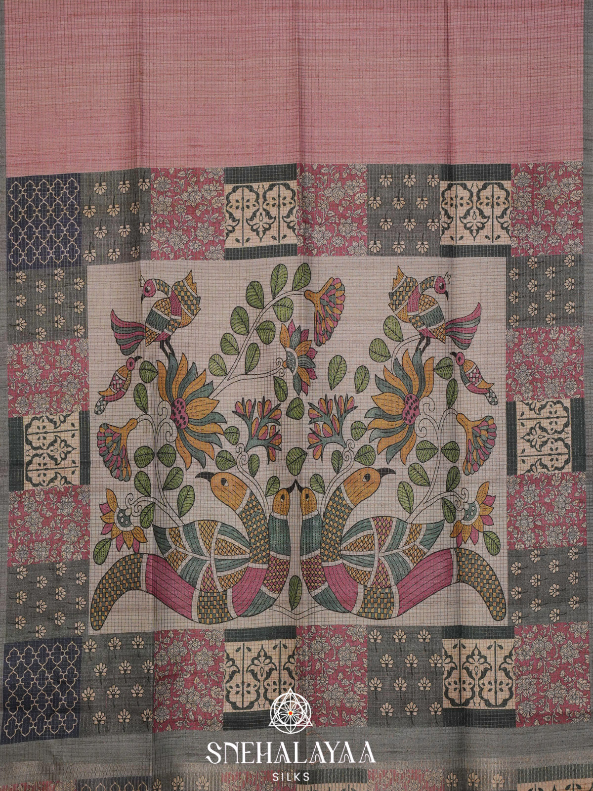 Pale Pink Tussar Saree
