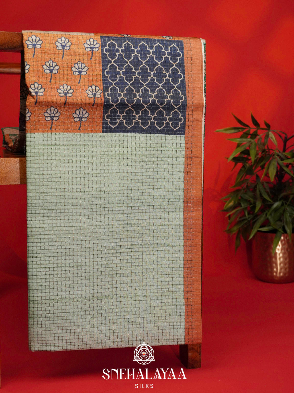 Pale Green Tussar Saree