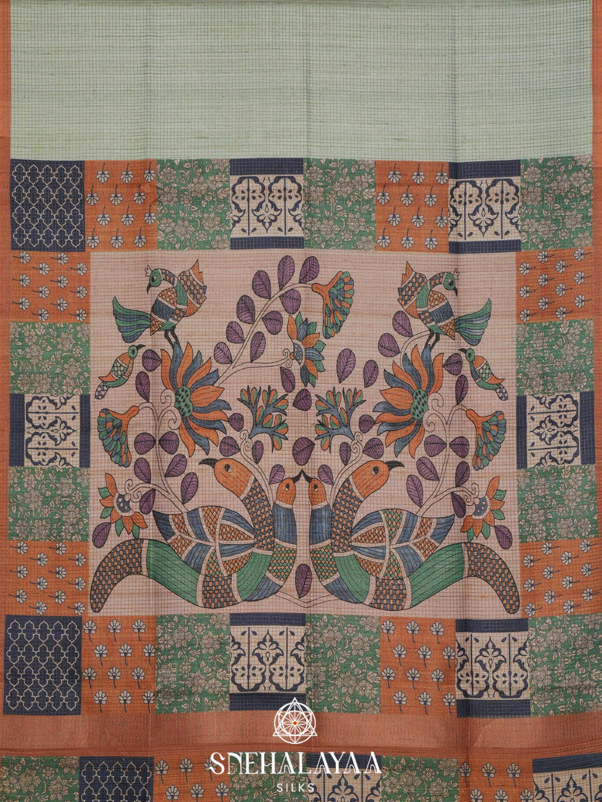 Pale Green Tussar Saree