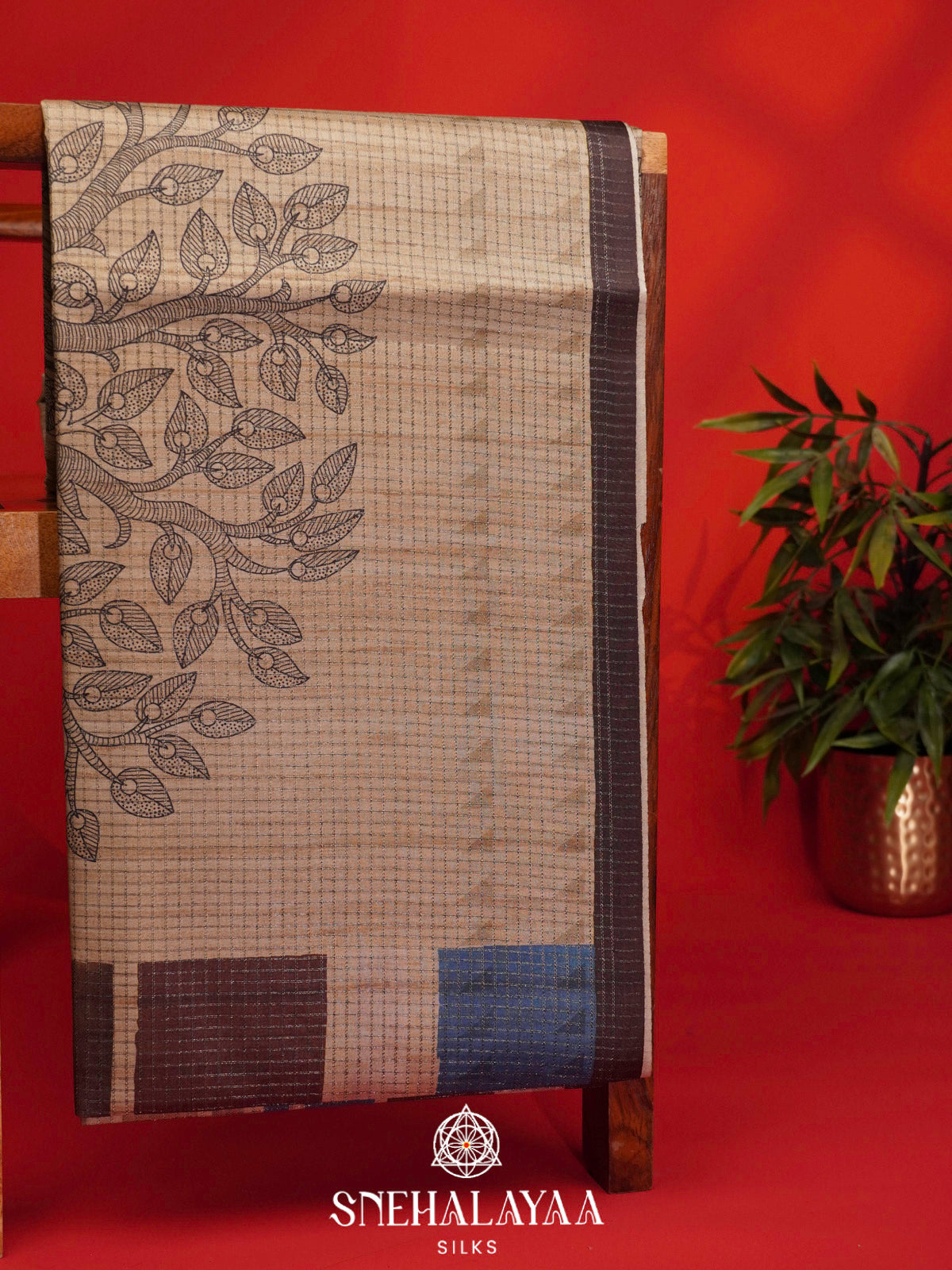 Beige Tussar Saree