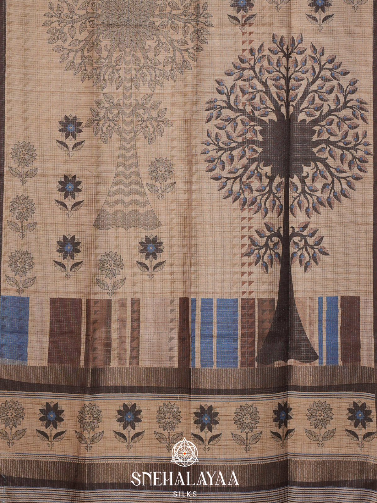 Beige Tussar Saree